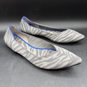 Rothy's Shoes Womens Size 9 Gray The Point Flats Zebra Knit Washable Pointed Toe